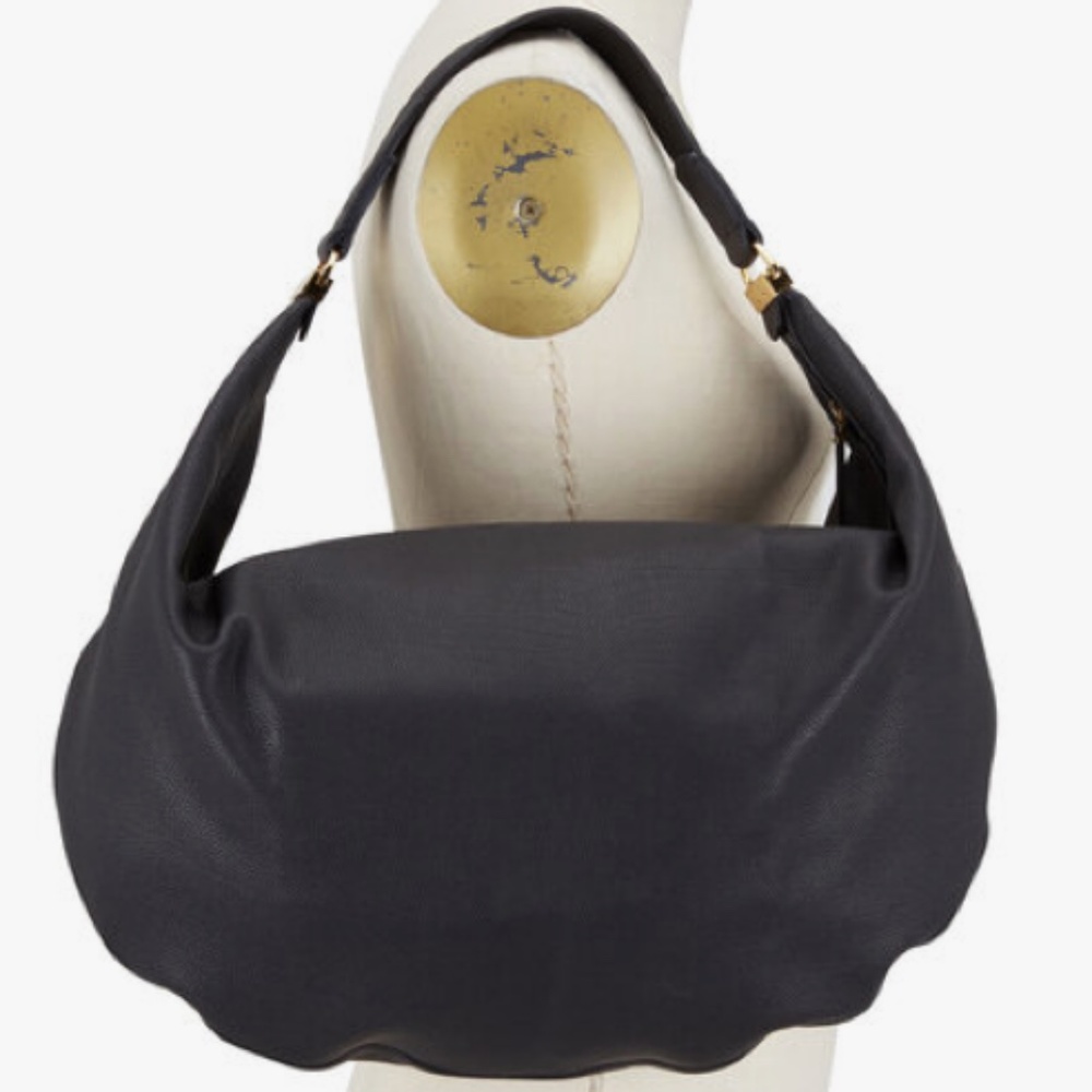 THE ROW Sling Black Calfskin Leather Hobo Bag